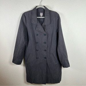 J.Jill Women’s Sz L cotton/linen pinstripe double breasted oversize caps…